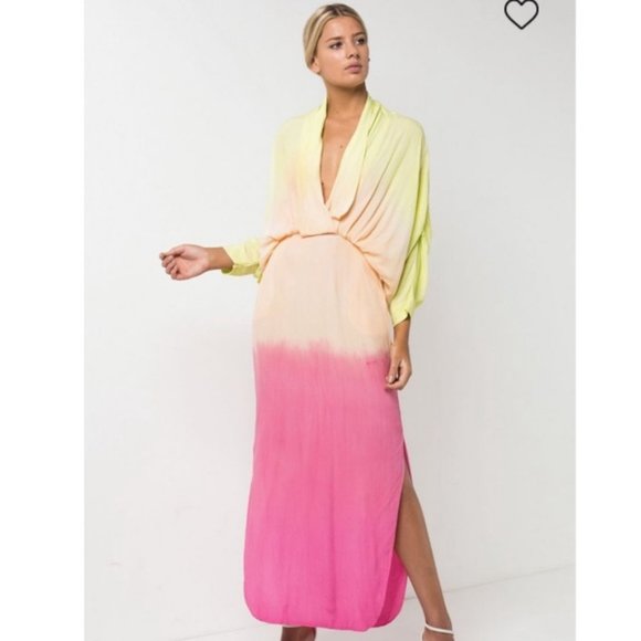 S/W/F Long Sleeve Dip Dye Maxi Dress NWT - Picture 2 of 14